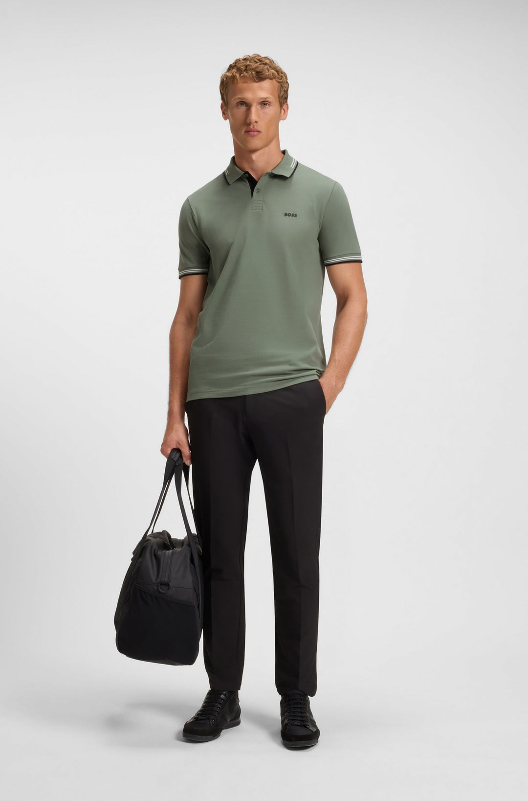 BOSS Polos Slim Fit in Cotton Mix - PAUL 10255848 01-50506193- Concorde Fashion#color_green-358