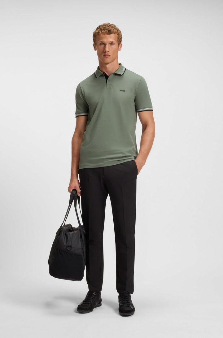 BOSS Polos Slim Fit in Cotton Mix - PAUL 10255848 01-50506193- Concorde Fashion#color_green-358