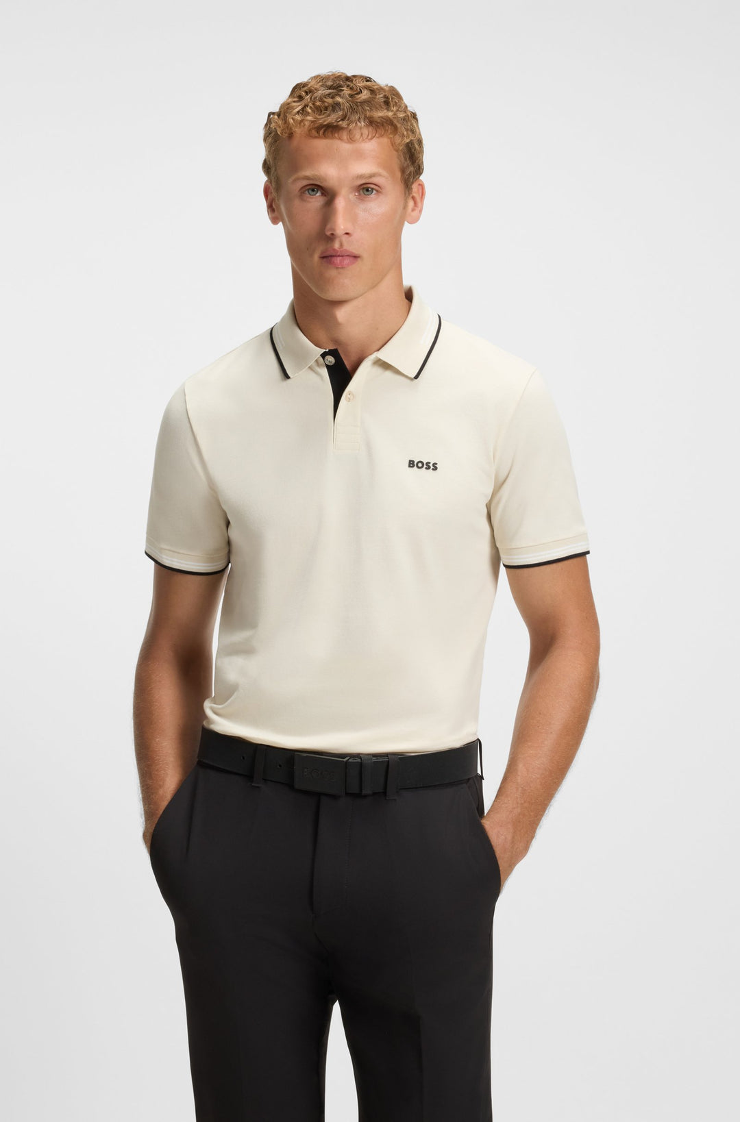 BOSS Polos Slim Fit in Cotton Mix - PAUL 10255848 01-50506193- Concorde Fashion#color_white-131