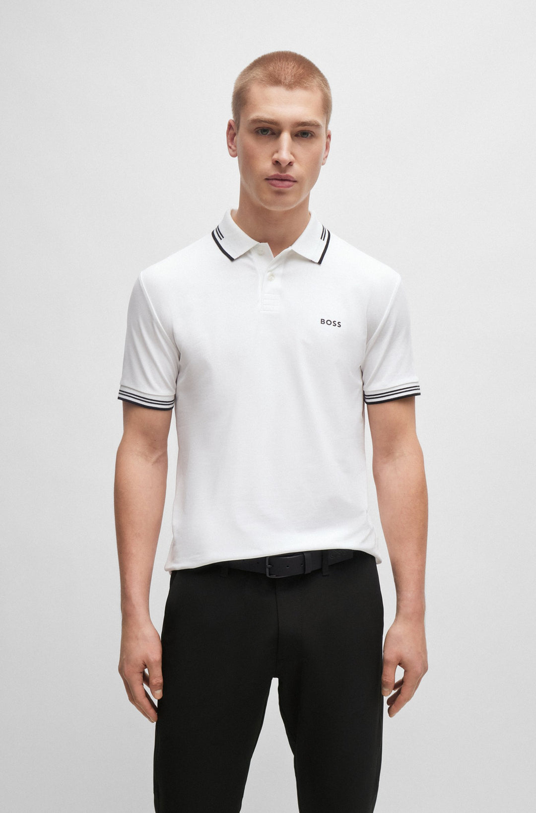 BOSS Polos Slim Fit in Cotton Mix - PAUL 10255848 01-50506193- Concorde Fashion#color_white-100
