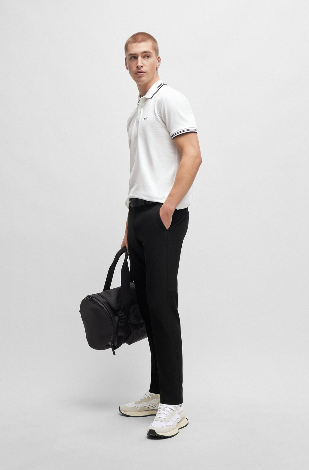 BOSS Polos Slim Fit in Cotton Mix - PAUL 10255848 01-50506193- Concorde Fashion#color_white-100