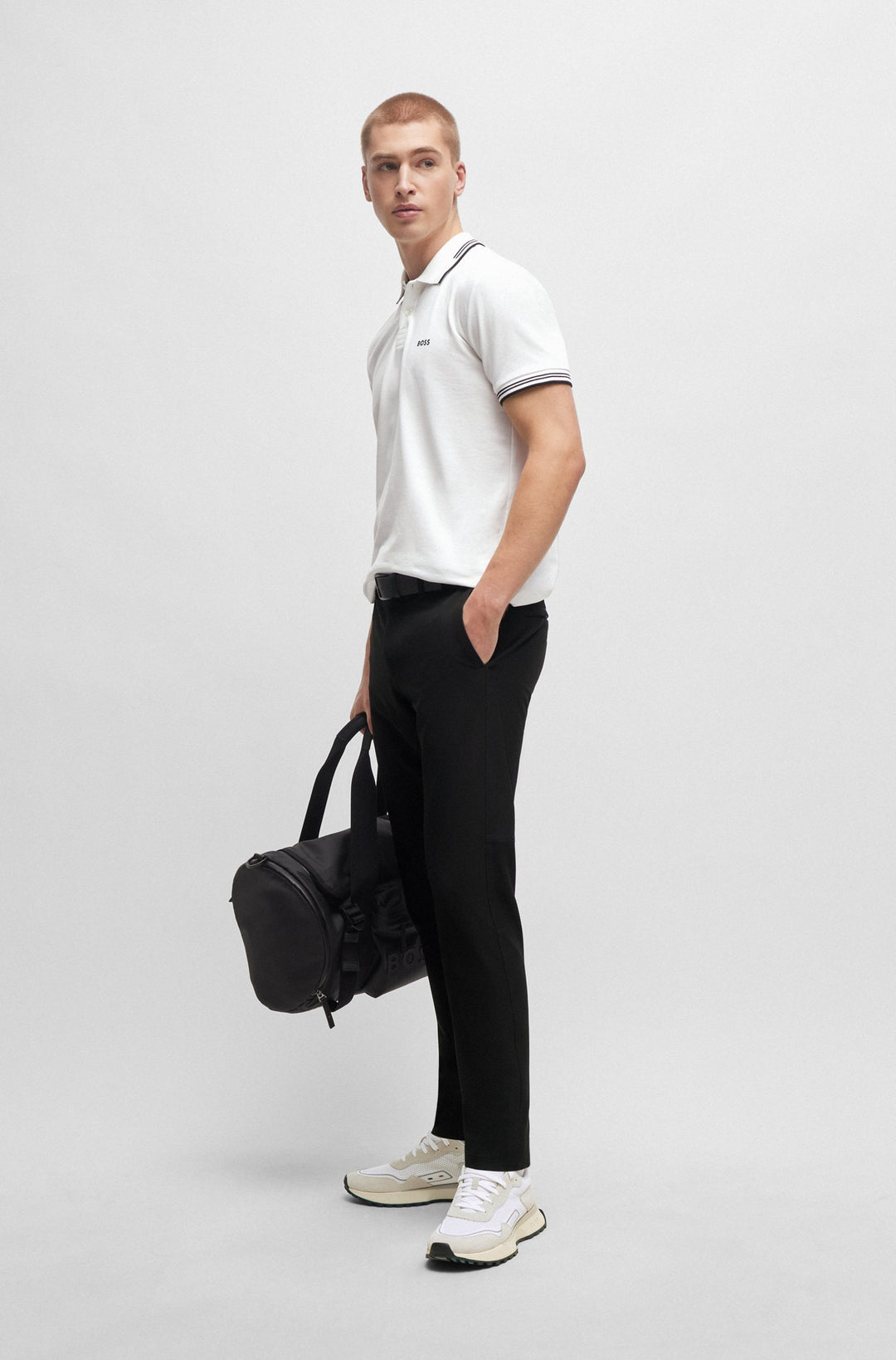 BOSS Polos Slim Fit in Cotton Mix - PAUL 10255848 01-50506193- Concorde Fashion#color_white-100