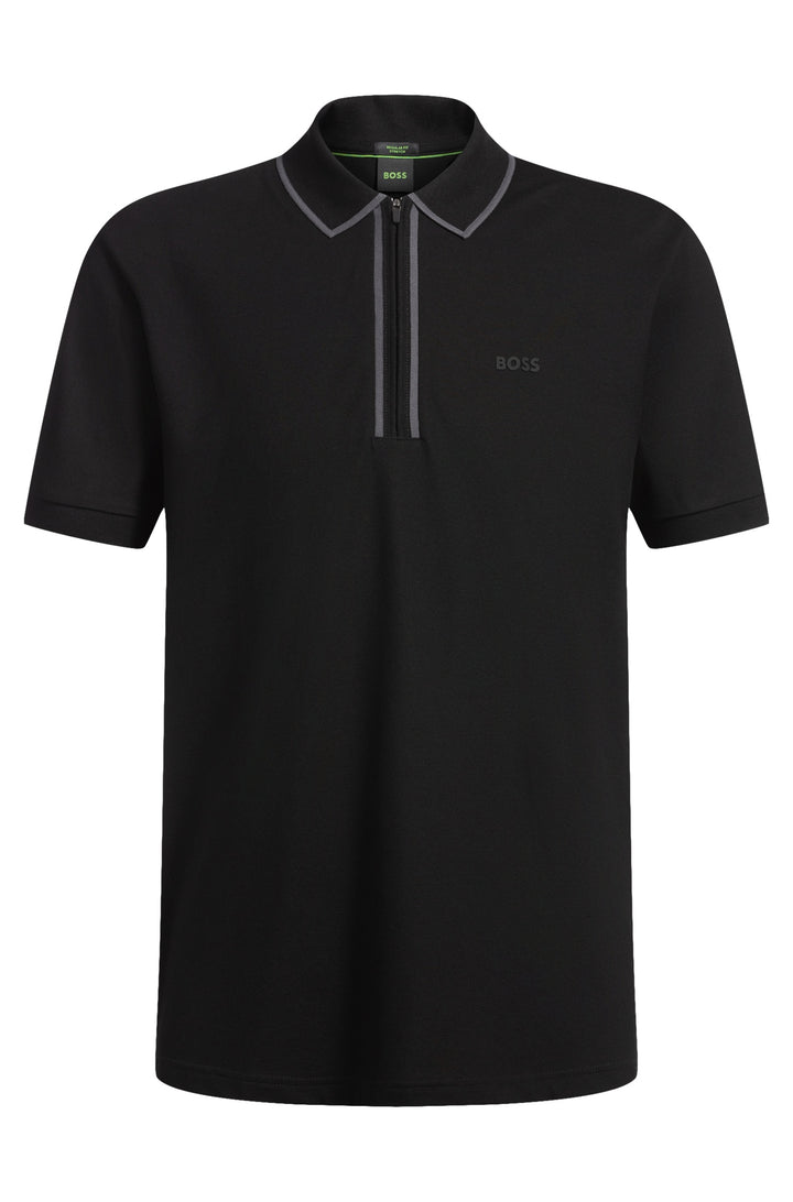 BOSS Polos Regular Fit in Cotton Mix - PHILIX TAPE 10255848 01-50537489- Concorde Fashion#color_black-001