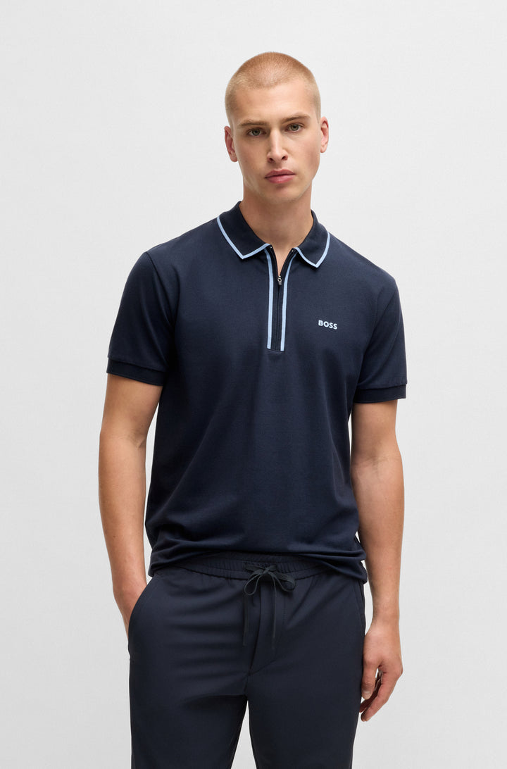 BOSS Polos Regular Fit in Cotton Mix - PHILIX TAPE 10255848 01-50537489- Concorde Fashion#color_navy-402