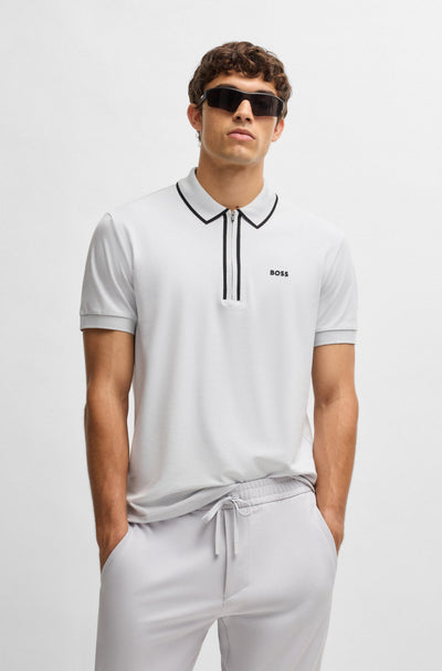BOSS Polos Regular Fit in Cotton Mix - PHILIX TAPE 10255848 01-50537489- Concorde Fashion#color_grey-054