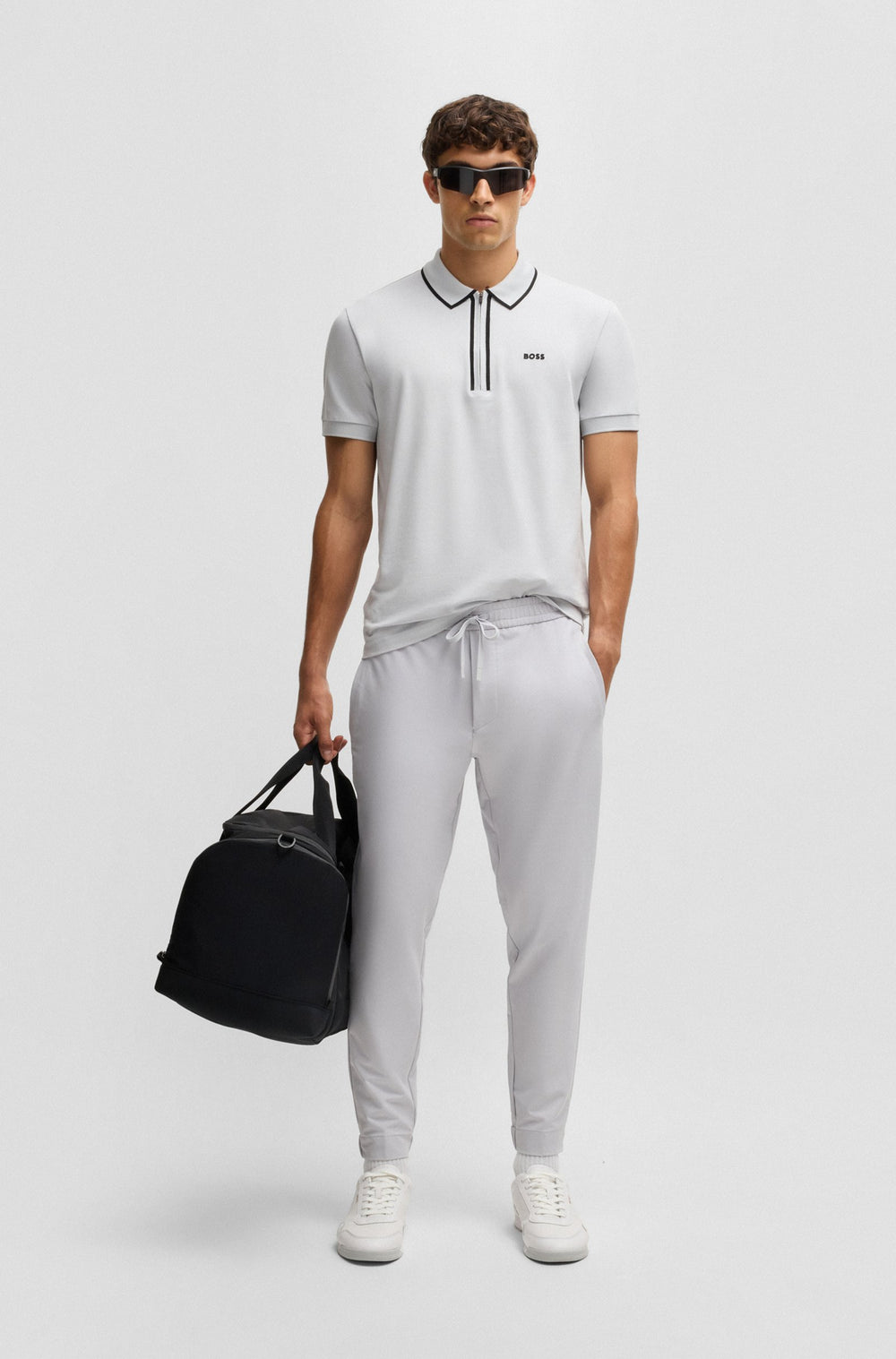 BOSS Polos Regular Fit in Cotton Mix - PHILIX TAPE 10255848 01-50537489- Concorde Fashion#color_grey-054