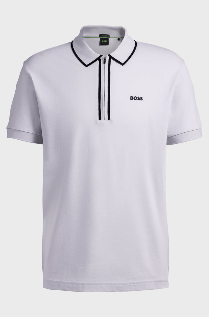 BOSS Polos Regular Fit in Cotton Mix - PHILIX TAPE 10255848 01-50537489- Concorde Fashion#color_grey-054