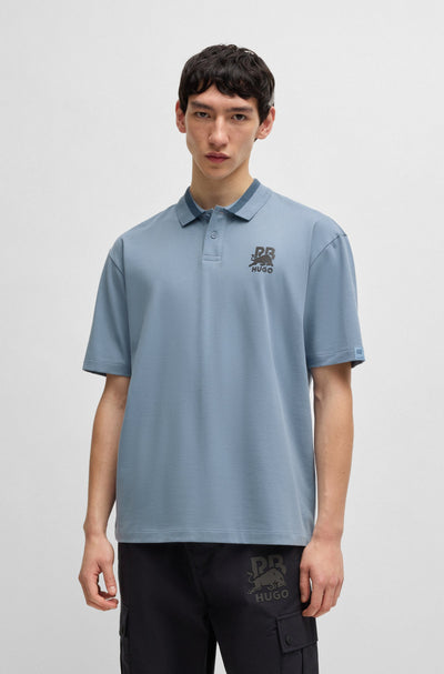 HUGO Polos Relaxed Fit in Cotton Mix - DODAC_RB 10255848 01-50542748- Concorde Fashion#color_blue-428