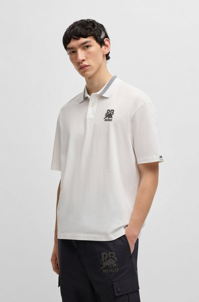 HUGO Polos Relaxed Fit in Cotton Mix - DODAC_RB 10255848 01-50542748- Concorde Fashion#color_white-100