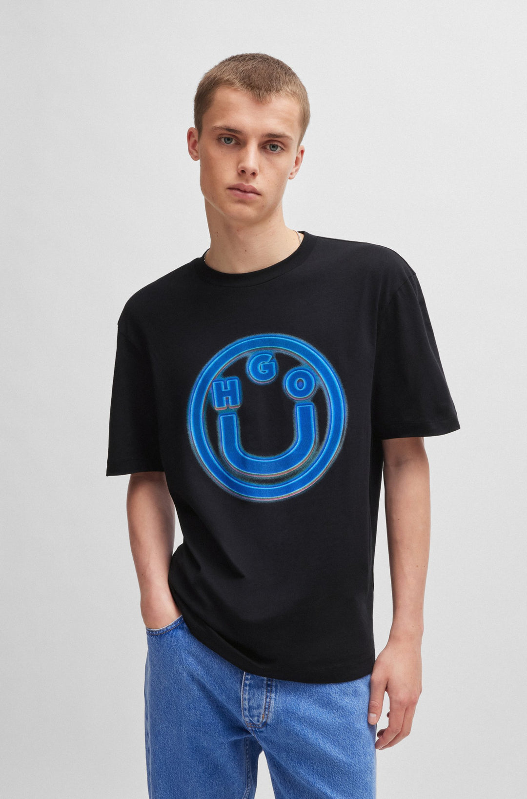 HUGO T-Shirts Regular Fit in Cotton - NAKOREE 10256045 01-50519706- Concorde Fashion#color_black-001