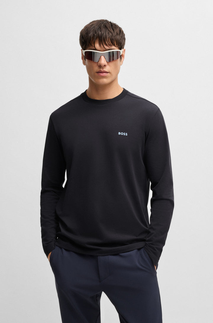 BOSS T-Shirts Regular Fit in Cotton Mix - TEE LONG 10256064 01-50506365- Concorde Fashion#color_navy-405