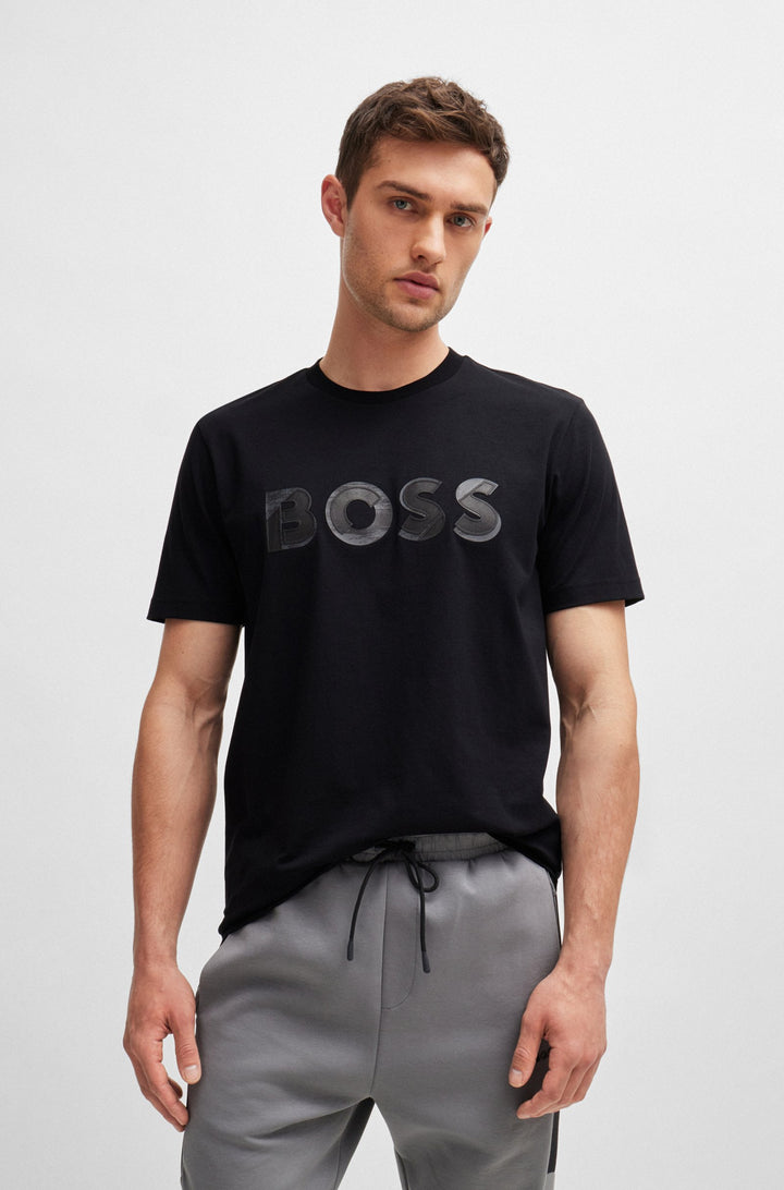 BOSS T-Shirts Relaxed Fit in Cotton Mix - TEE JAGGED 1 10256064 01-50519365- Concorde Fashion#color_black-001