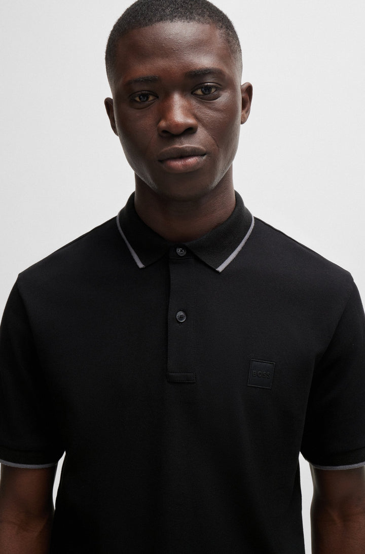 BOSS Slim Fit Polos in Cotton Mix - PASSERTIP 10256683 01-50507699- Concorde Fashion#color_black-001