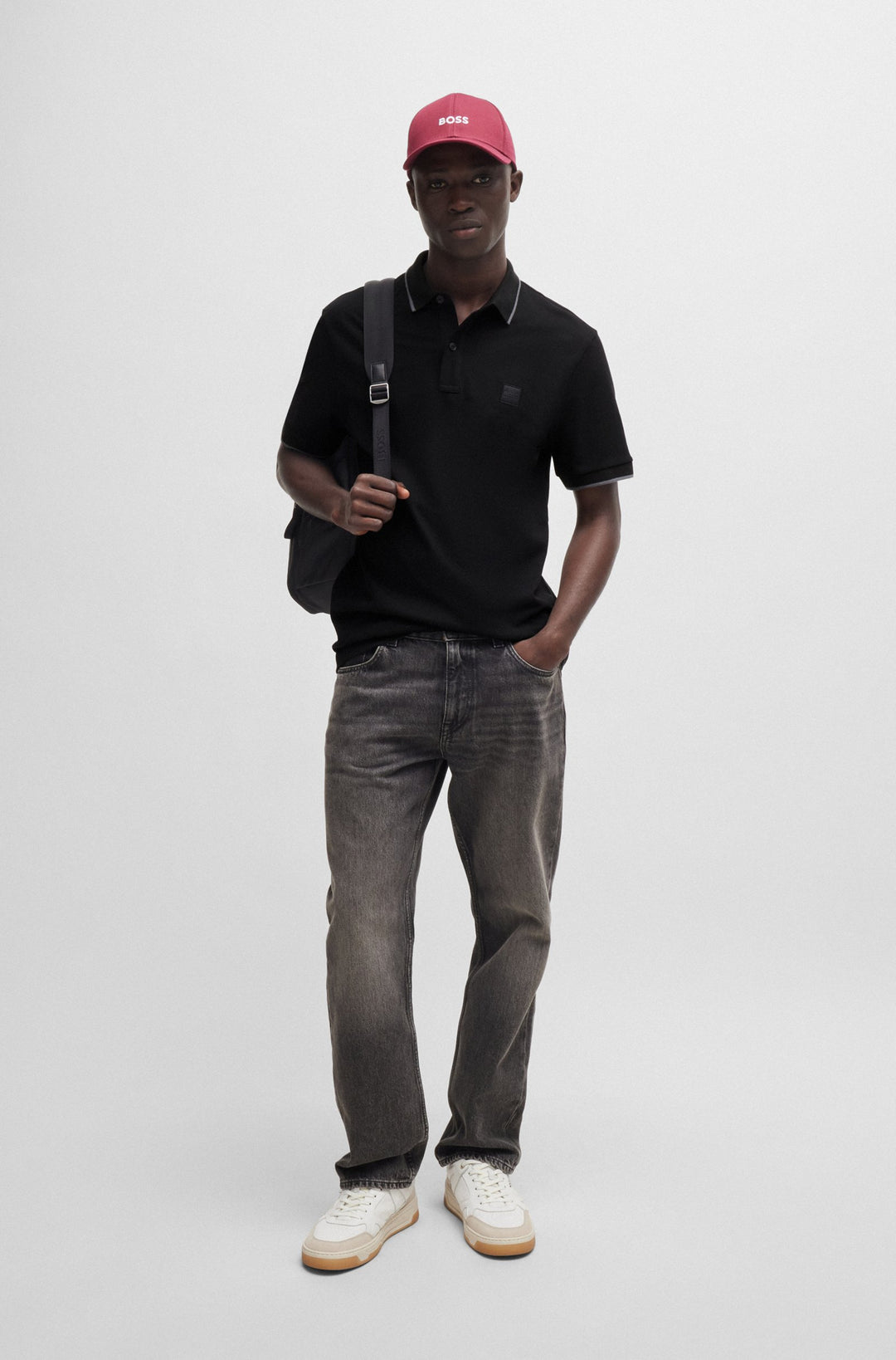 BOSS Slim Fit Polos in Cotton Mix - PASSERTIP 10256683 01-50507699- Concorde Fashion#color_black-001