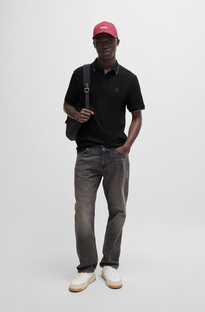 BOSS Slim Fit Polos in Cotton Mix - PASSERTIP 10256683 01-50507699- Concorde Fashion#color_black-001
