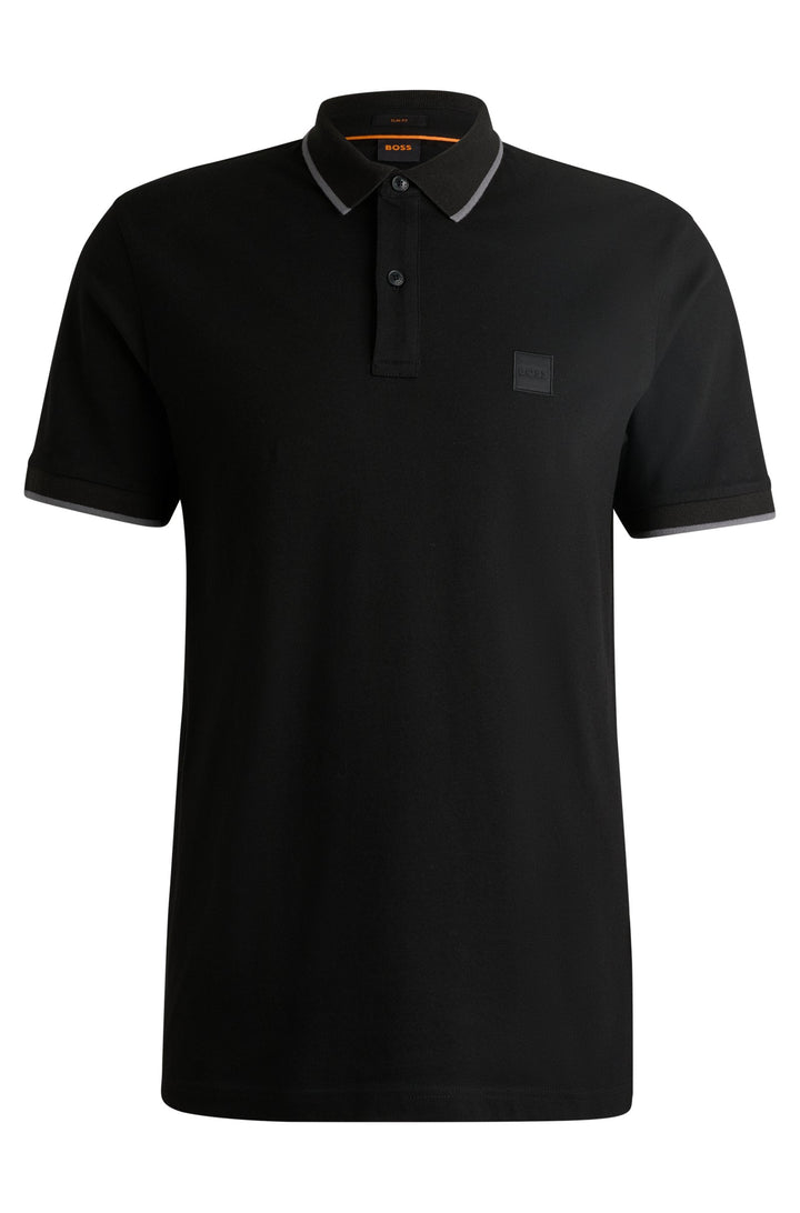 BOSS Slim Fit Polos in Cotton Mix - PASSERTIP 10256683 01-50507699- Concorde Fashion#color_black-001