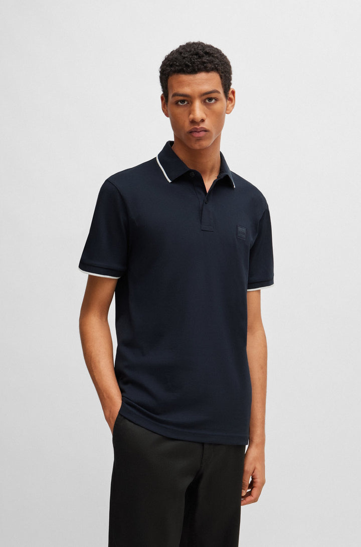 BOSS Slim Fit Polos in Cotton Mix - PASSERTIP 10256683 01-50507699- Concorde Fashion#color_navy-404