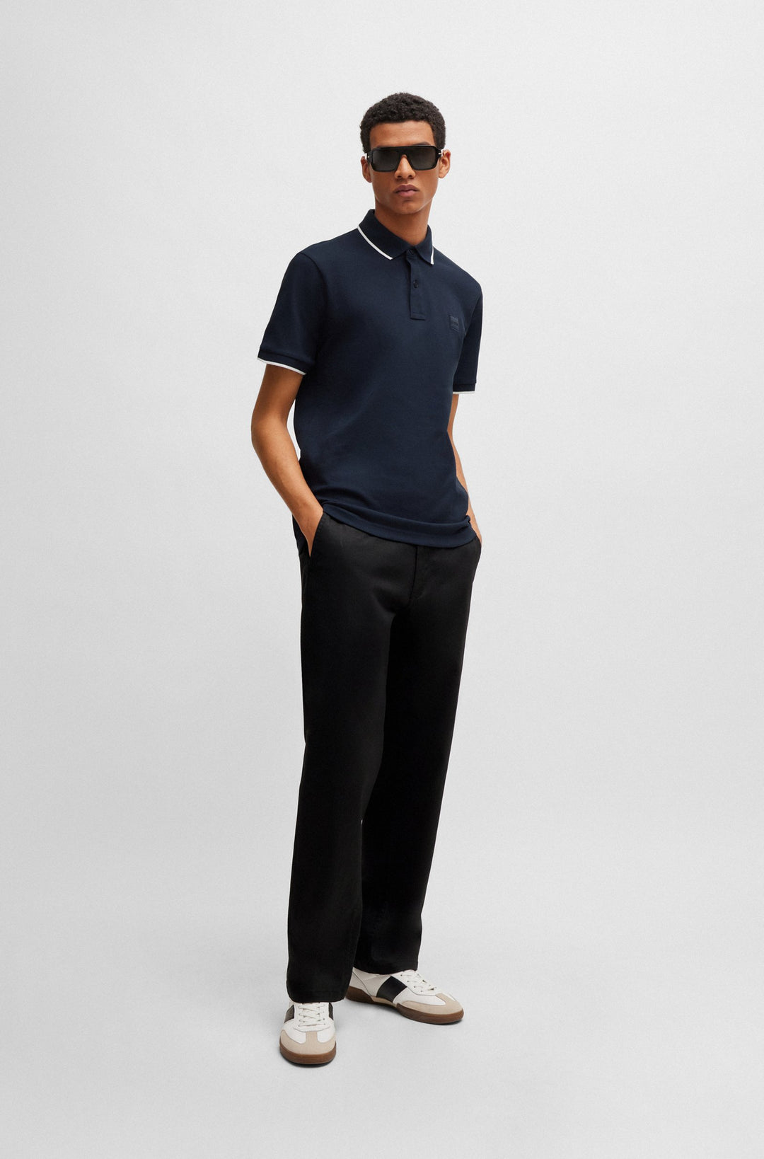 BOSS Slim Fit Polos in Cotton Mix - PASSERTIP 10256683 01-50507699- Concorde Fashion#color_navy-404