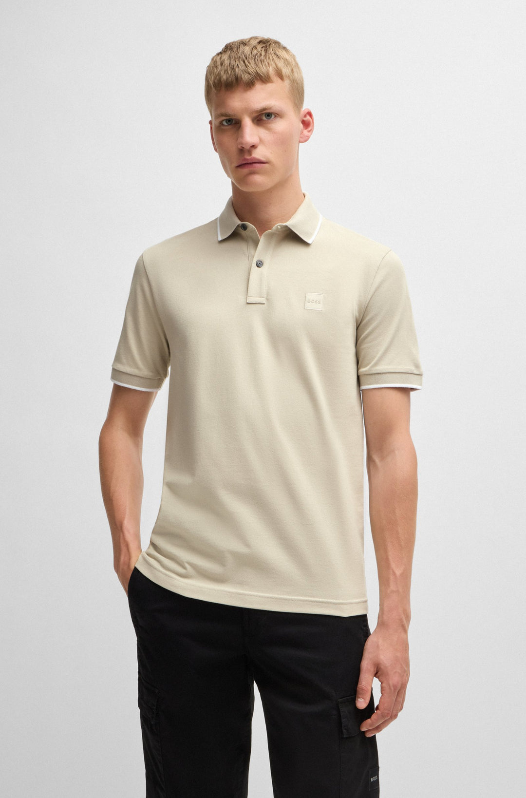 BOSS Polos Slim Fit in Cotton Mix - PASSERTIP 10256683 01-50507699- Concorde Fashion#color_beige-271