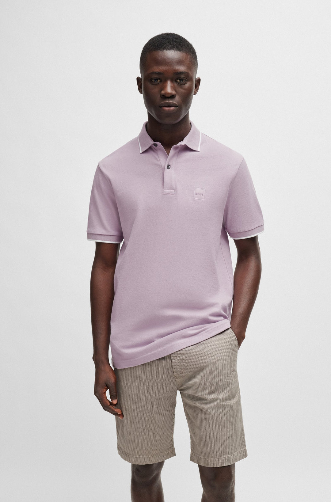 BOSS Slim Fit Polos in Cotton Mix - PASSERTIP 10256683 01-50507699- Concorde Fashion#color_purple-536