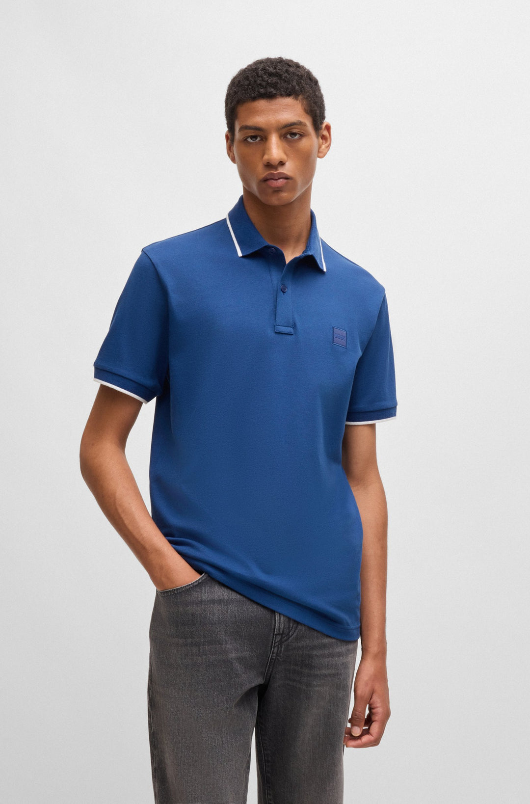 BOSS Polos Slim Fit in Cotton Mix - PASSERTIP 10256683 01-50507699- Concorde Fashion#color_blue-494