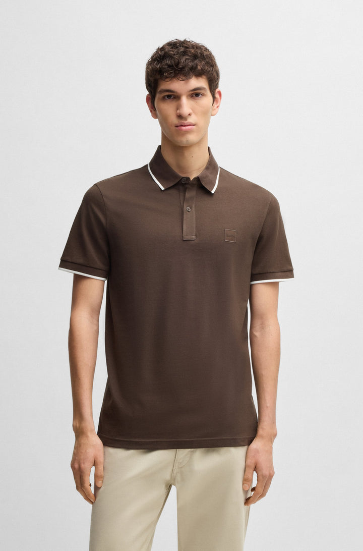 BOSS Polos Slim Fit in Cotton Mix - PASSERTIP 10256683 01-50507699- Concorde Fashion#color_brown-248