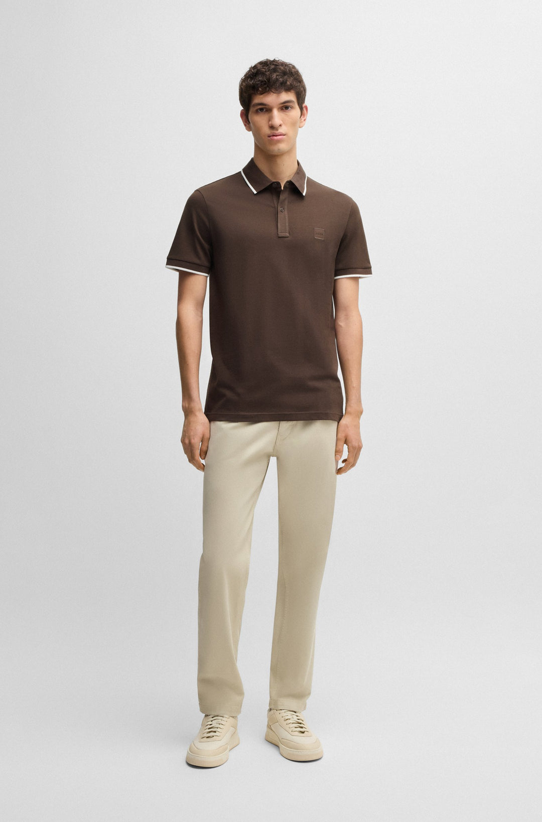 BOSS Polos Slim Fit in Cotton Mix - PASSERTIP 10256683 01-50507699- Concorde Fashion#color_brown-248