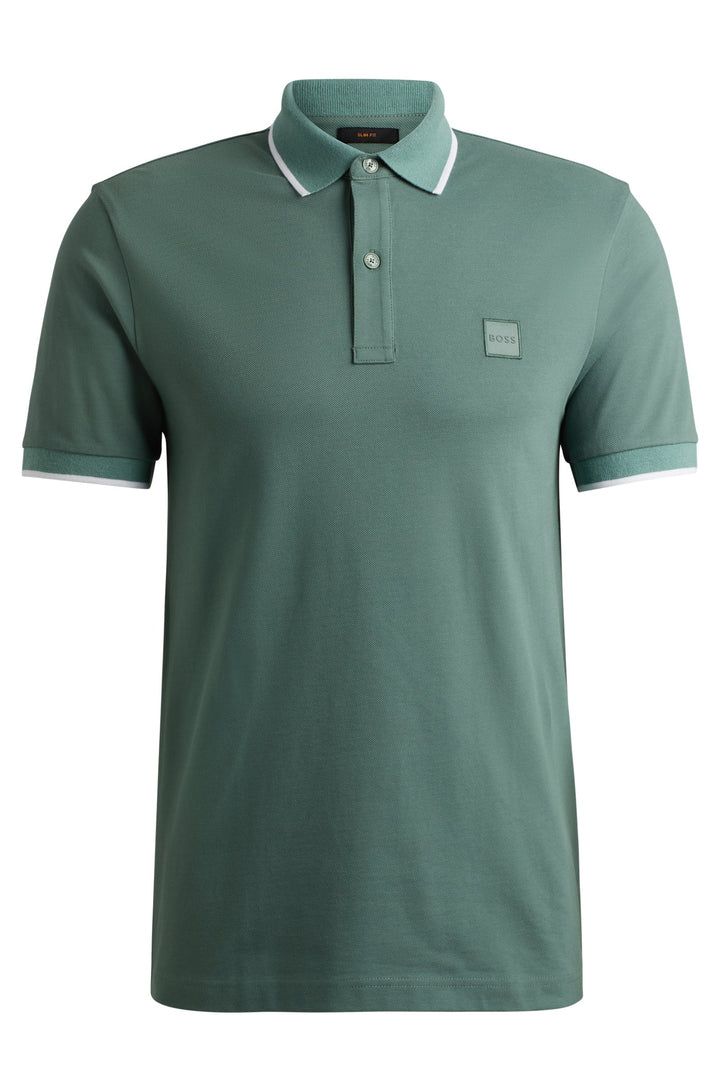 BOSS Polos Slim Fit in Cotton Mix - PASSERTIP 10256683 01-50507699- Concorde Fashion#color_green-341
