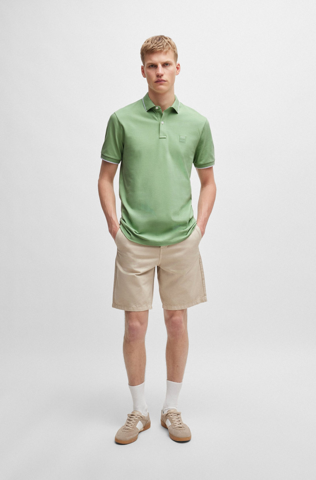 BOSS Slim Fit Polos in Cotton Mix - PASSERTIP 10256683 01-50507699- Concorde Fashion#color_green-372