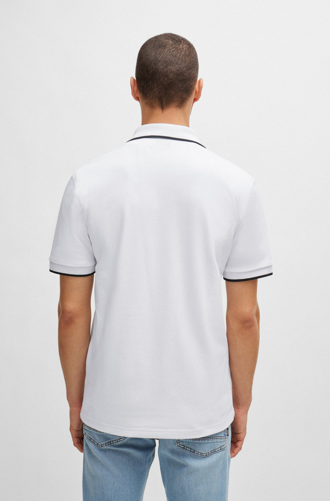 BOSS Slim Fit Polos in Cotton Mix - PASSERTIP 10256683 01-50507699- Concorde Fashion#color_white-100
