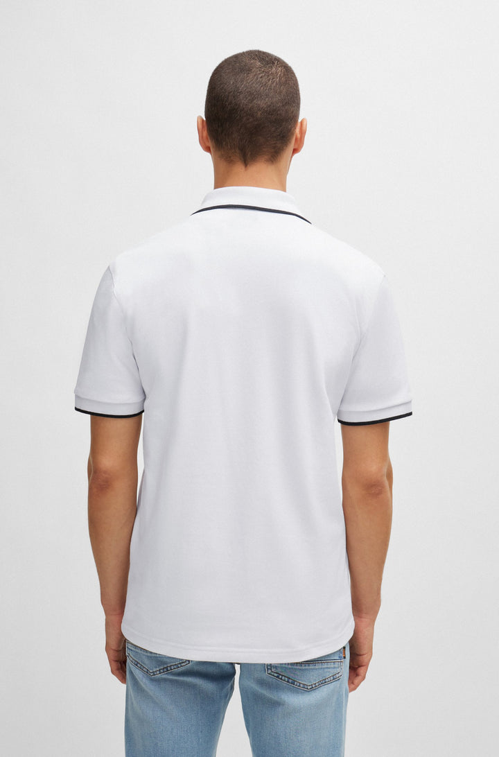 BOSS Slim Fit Polos in Cotton Mix - PASSERTIP 10256683 01-50507699- Concorde Fashion#color_white-100