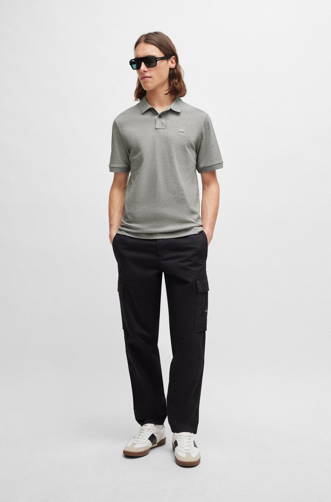 BOSS Slim Fit Polos in Cotton Mix - PASSENGER 10256683 01-50507803- Concorde Fashion#color_grey-051