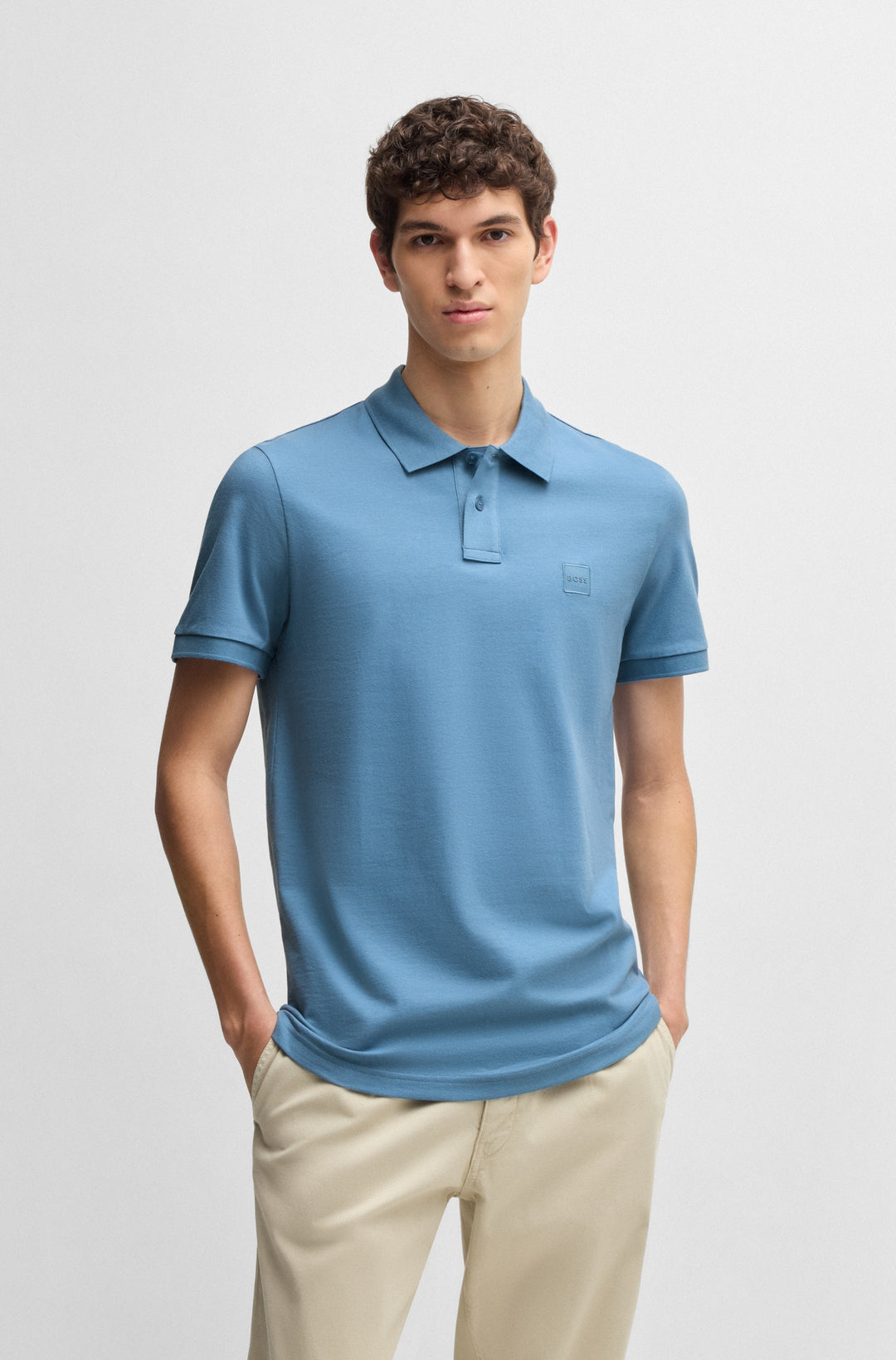 BOSS Polos Slim Fit in Cotton Mix - PASSENGER 10256683 01-50507803- Concorde Fashion#color_blue-462