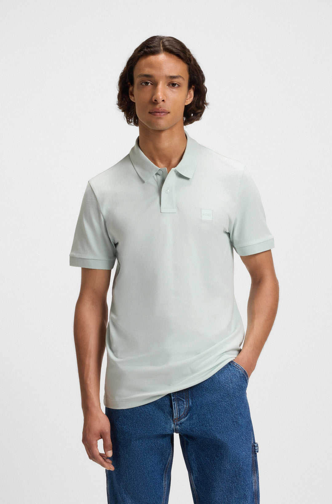 BOSS Polos Slim Fit in Cotton Mix - PASSENGER 10256683 01-50507803- Concorde Fashion#color_blue-474