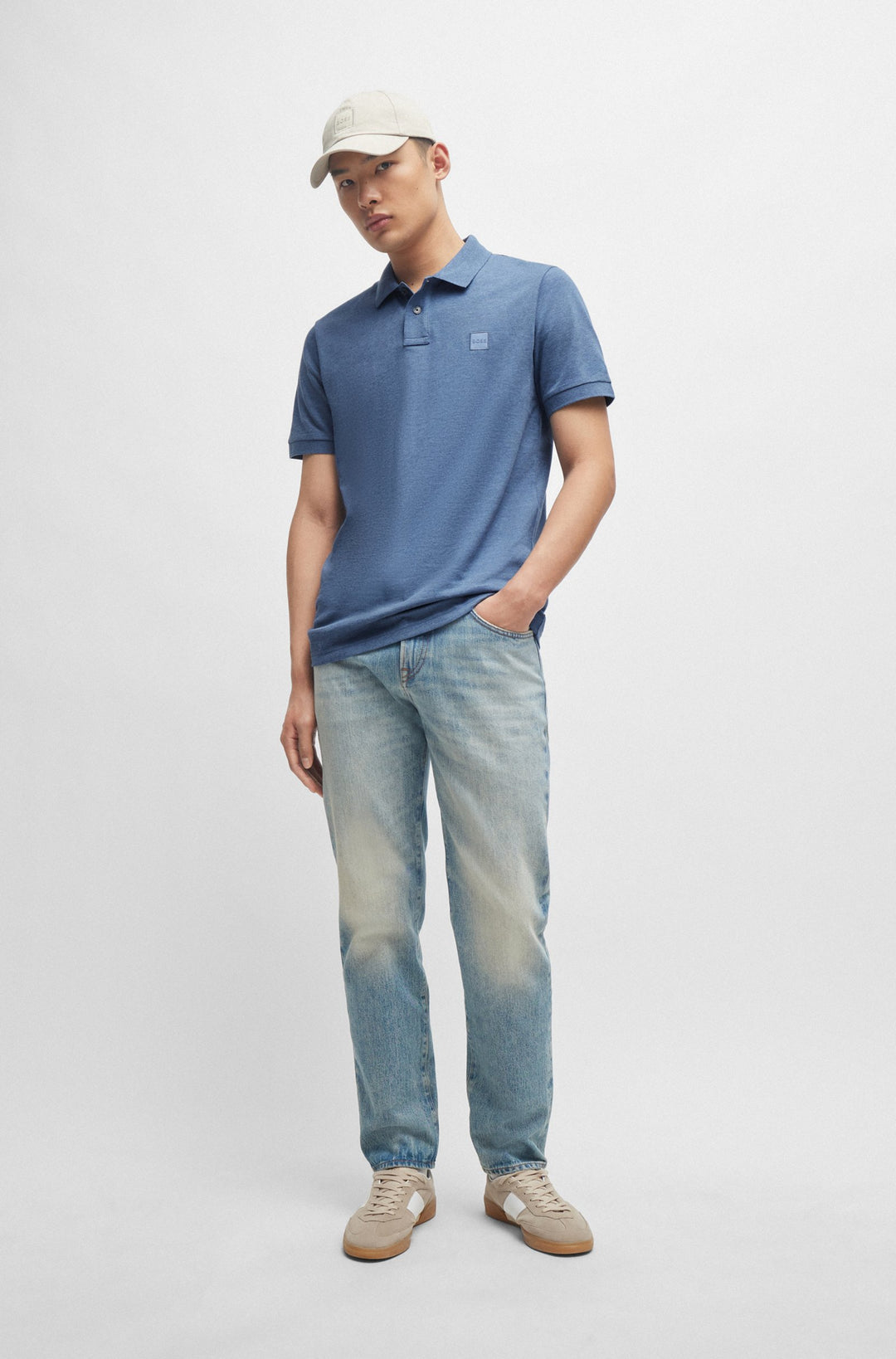 BOSS Slim Fit Polos in Cotton Mix - PASSENGER 10256683 01-50507803- Concorde Fashion#color_blue-485