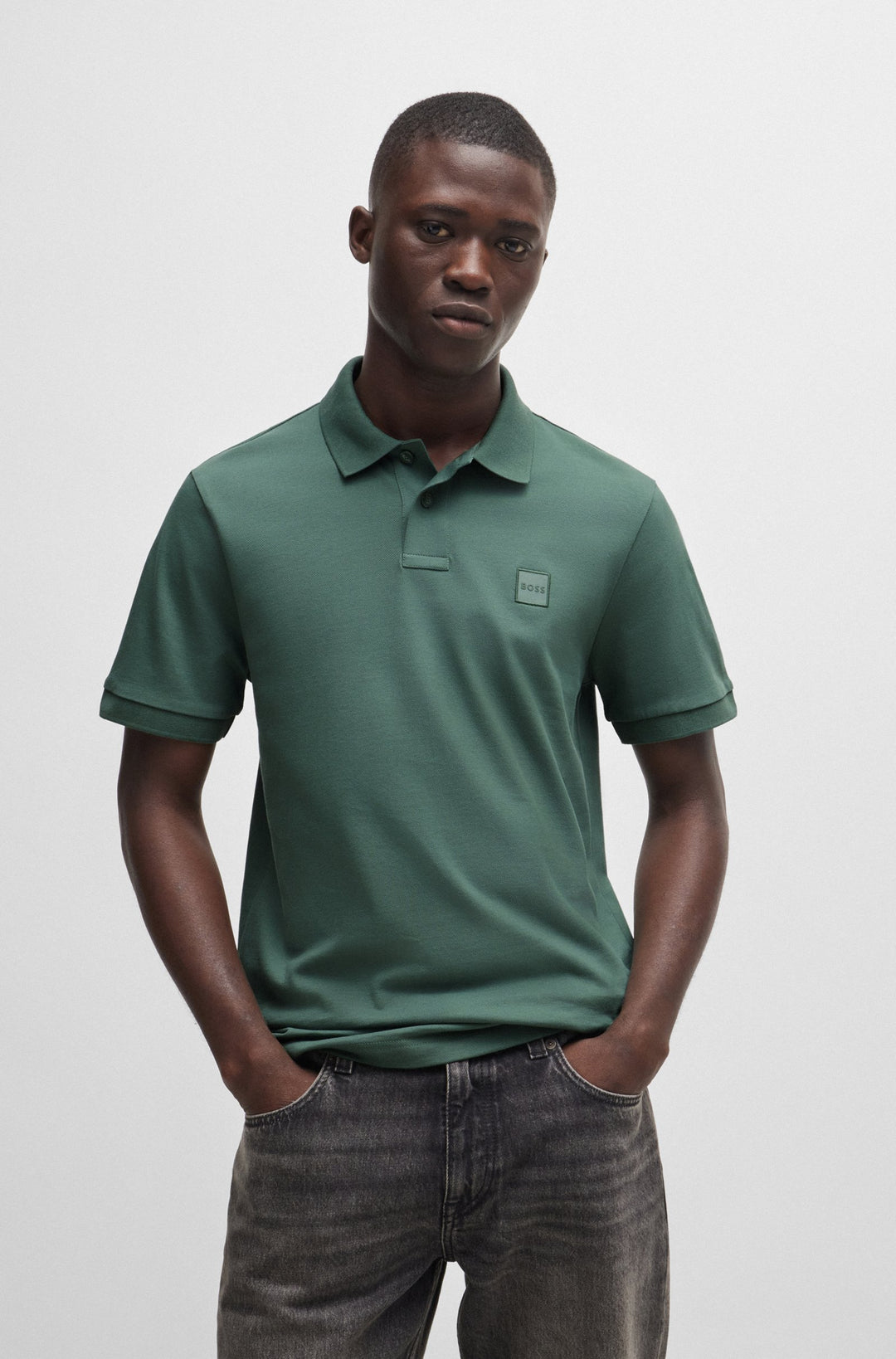 BOSS Polos Slim Fit in Cotton Mix - PASSENGER 10256683 01-50507803- Concorde Fashion#color_green-341