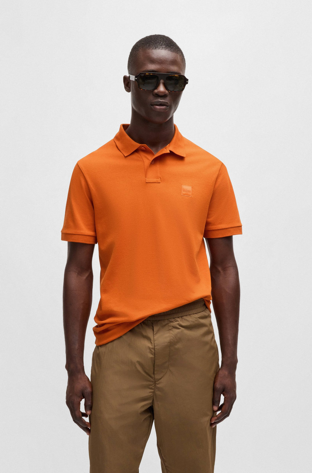 BOSS Polos Slim Fit in Cotton Mix - PASSENGER 10256683 01-50507803- Concorde Fashion#color_orange-840