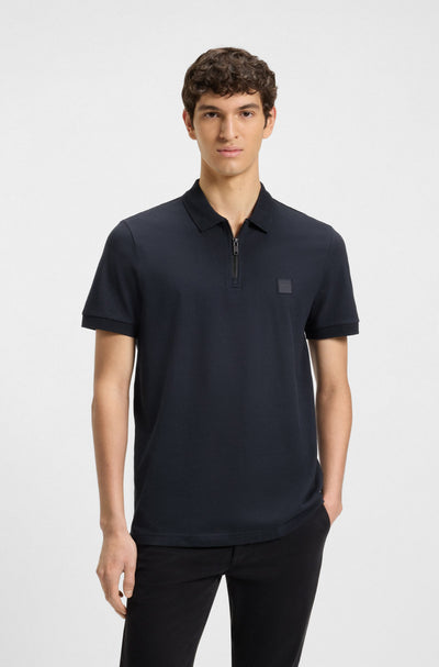 BOSS Polos Slim Fit in Cotton Mix - PASSERZIP 10256683 01-50537507- Concorde Fashion#color_navy-404