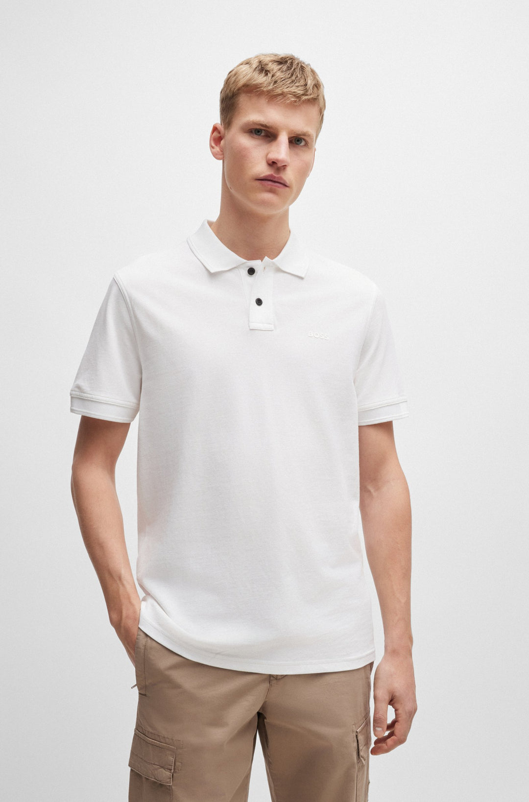 BOSS Polos Regular Fit in Cotton - PRIME 10256692 01-50507813- Concorde Fashion#color_white-100