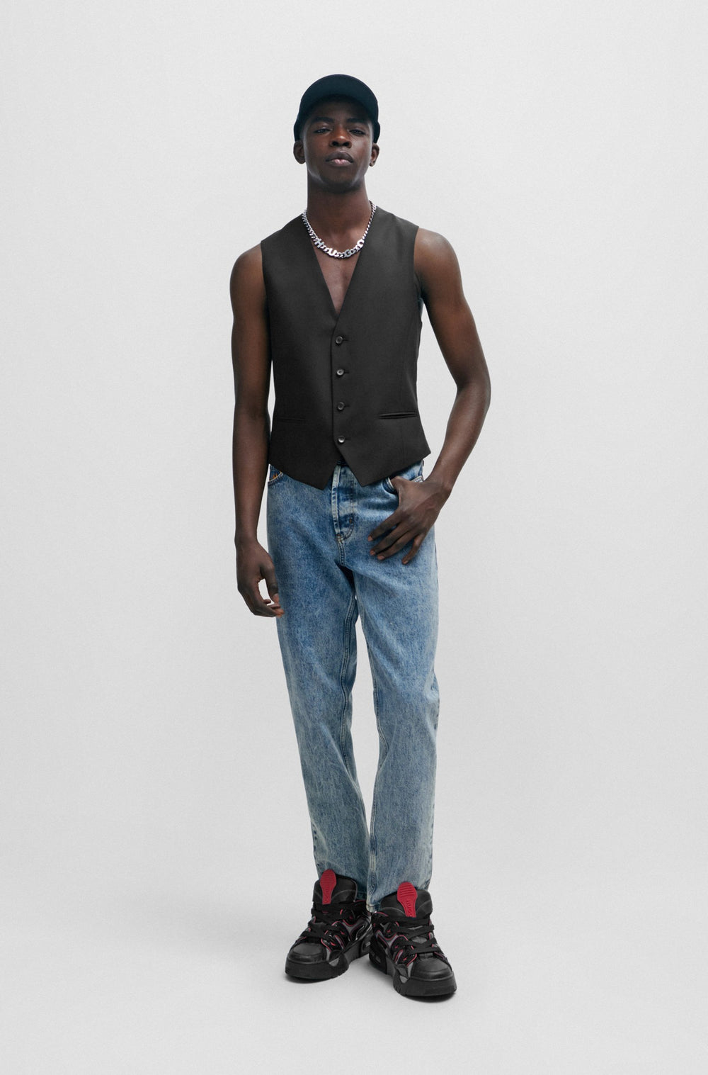 HUGO Tapered Fit Jeans in Cotton - HUGO 634 10256702 02-50507478- Concorde Fashion#color_blue-440