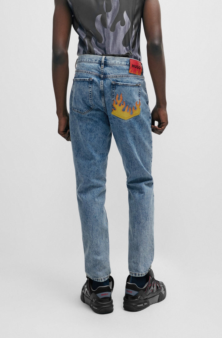 HUGO Tapered Fit Jeans in Cotton - HUGO 634 10256702 02-50507478- Concorde Fashion#color_blue-440