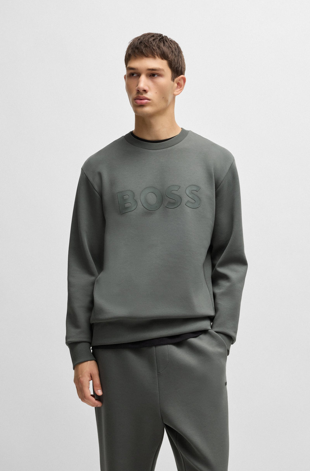 BOSS Sweatshirts Regular Fit in Cotton Mix - SALBO 10256713 01-50506119- Concorde Fashion#color_grey-056
