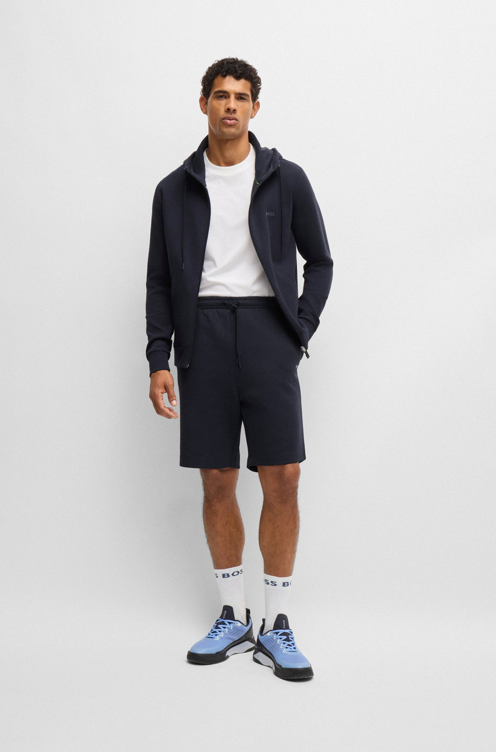 BOSS Shorts Regular Fit in Cotton Mix - HEADLO 10256713 01-50506120- Concorde Fashion#color_navy-402