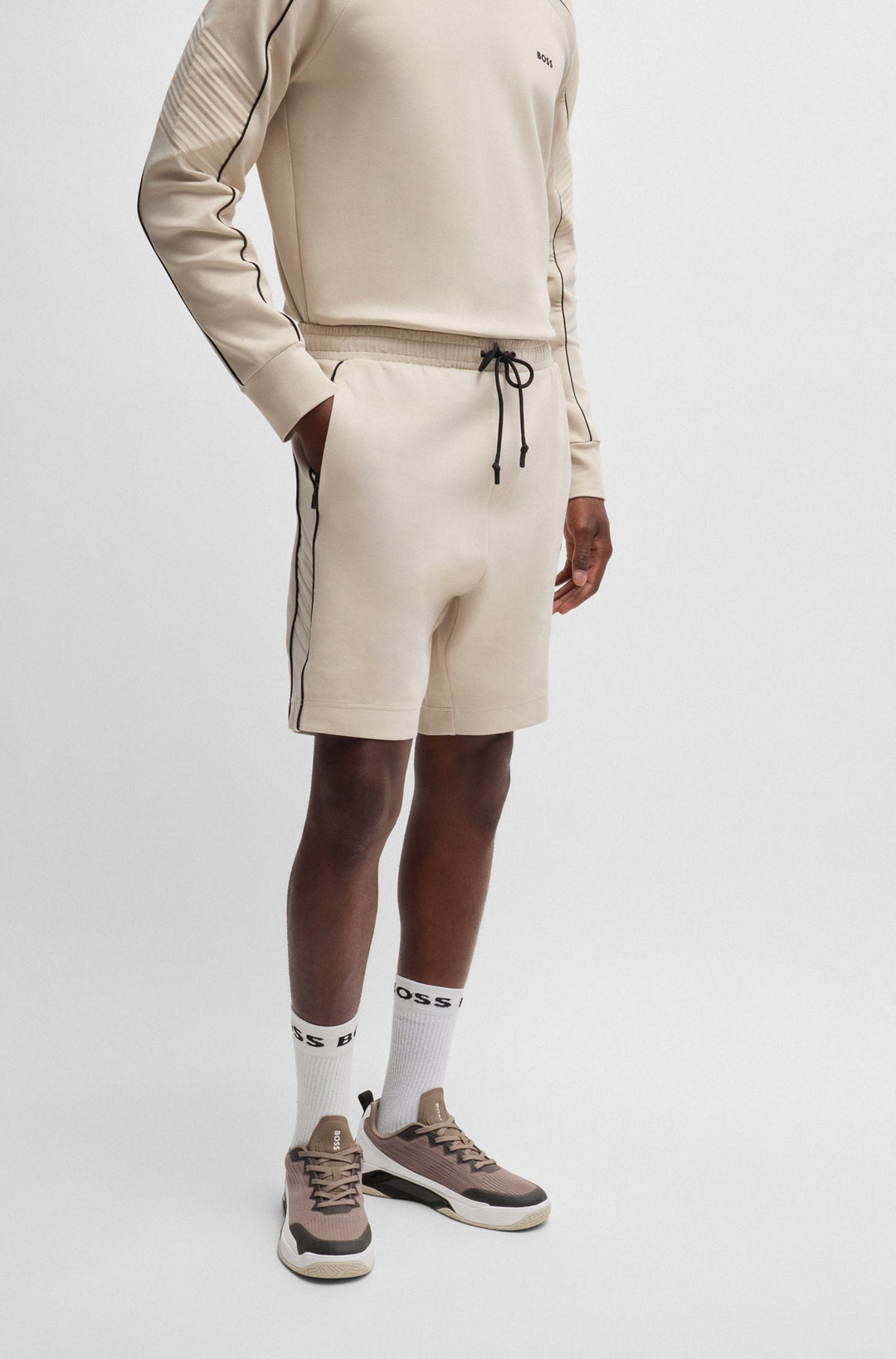 BOSS Shorts Regular Fit in Cotton Mix - HEADLO 1 10256713 01-50518195- Concorde Fashion#color_beige-271