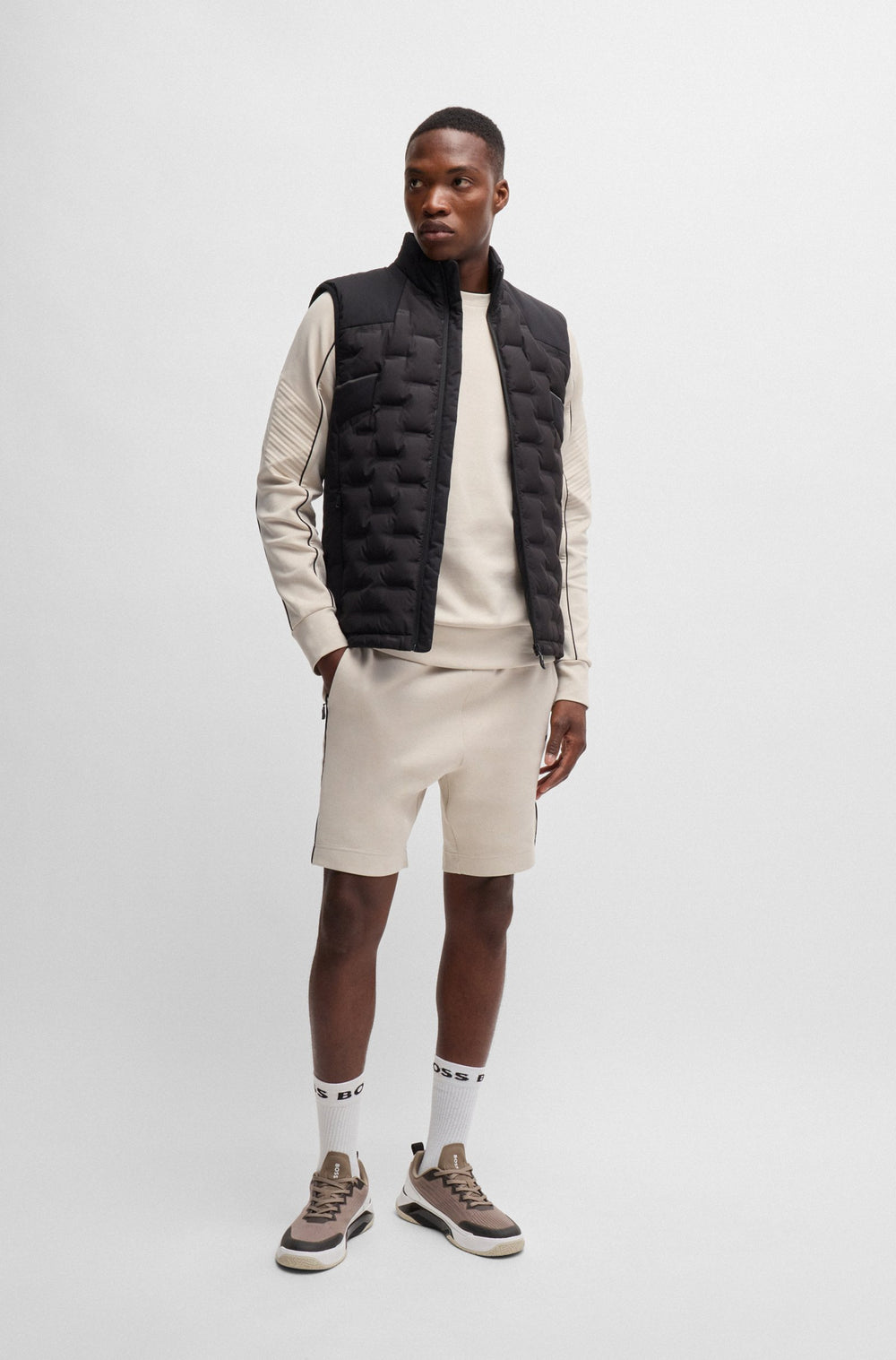 BOSS Shorts Regular Fit in Cotton Mix - HEADLO 1 10256713 01-50518195- Concorde Fashion#color_beige-271