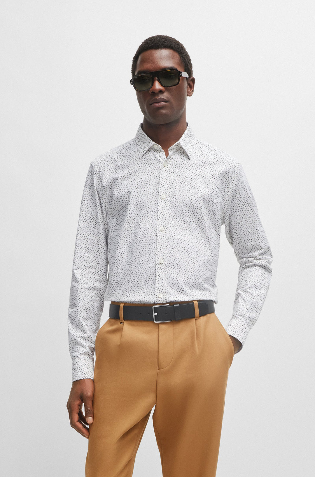 BOSS Regular Fit Casual Shirts in Cotton - S-LIAM-KENT-C1-233 10256784 01-50510014- Concorde Fashion#color_white-120