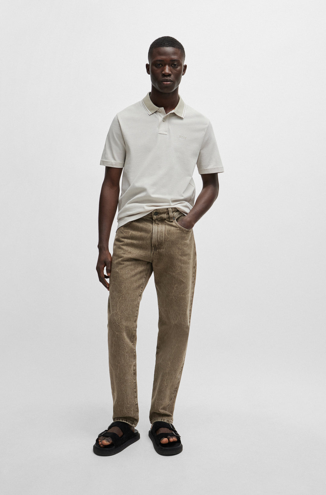BOSS Polos Relaxed Fit in Cotton - PEOXFORDNEW 10256894 01-50507814- Concorde Fashion#color_beige-271