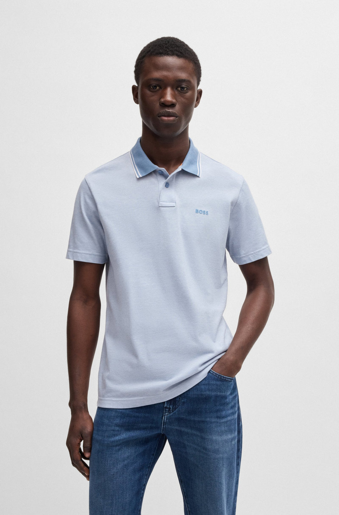 BOSS Polos Relaxed Fit in Cotton - PEOXFORDNEW 10256894 01-50507814- Concorde Fashion#color_blue-462