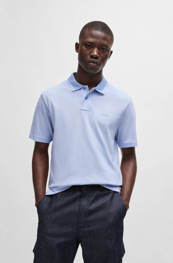 BOSS Polos Relaxed Fit in Cotton - PEOXFORDNEW 10256894 01-50507814- Concorde Fashion#color_blue-470