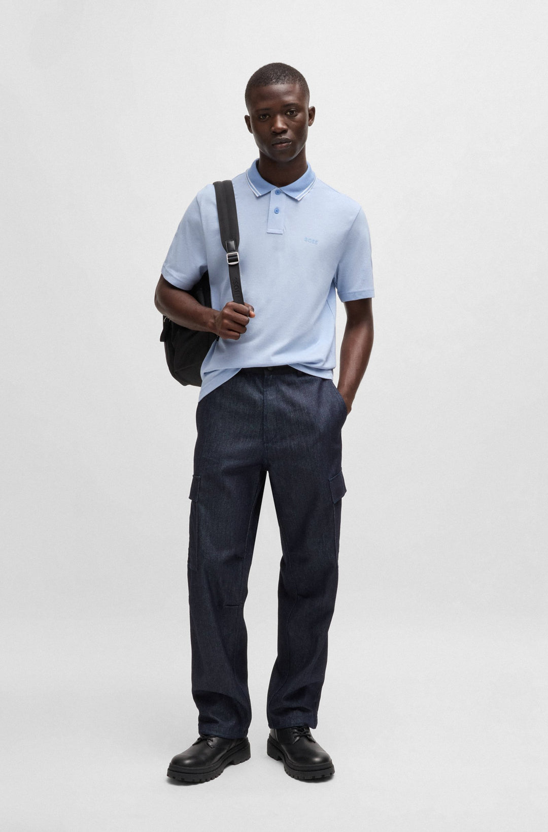 BOSS Polos Relaxed Fit in Cotton - PEOXFORDNEW 10256894 01-50507814- Concorde Fashion#color_blue-470